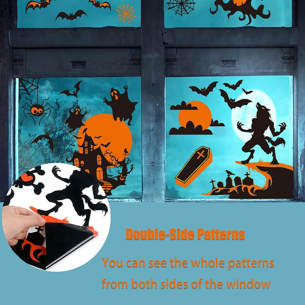 Halloween Window Clings,82 Pieces Halloween Window Glass Decoration Decals Stickers for Halloween Party Supplies