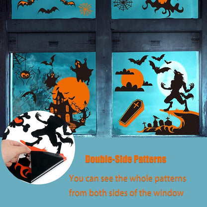 Halloween Window Clings,82 Pieces Halloween Window Glass Decoration Decals Stickers for Halloween Party Supplies