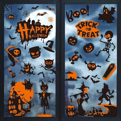 Halloween Window Clings,82 Pieces Halloween Window Glass Decoration Decals Stickers for Halloween Party Supplies