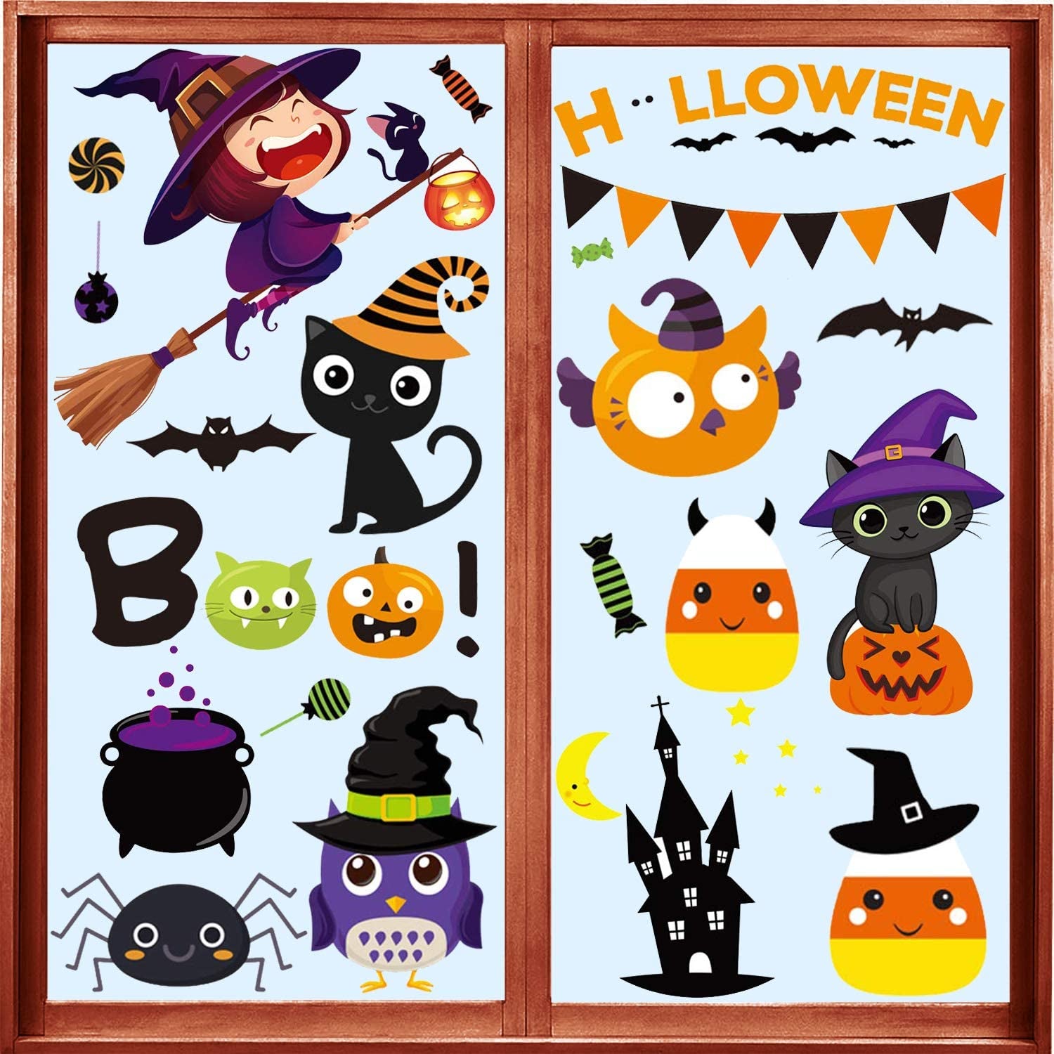 Halloween Window Clings - Halloween Window Decorations Stickers Decals Decor Cute Pumpkin Ghost Halloween Decor for Window Room Bathroom Kitchen