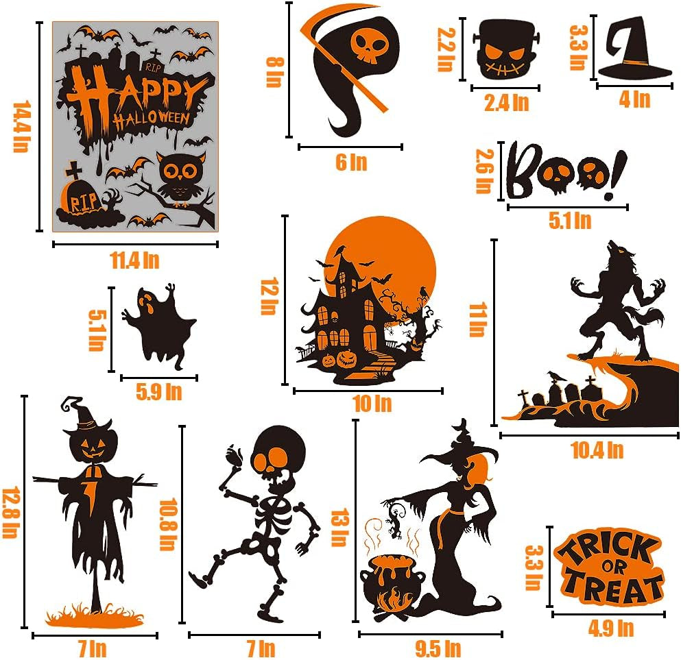 Halloween Window Clings,82 Pieces Halloween Window Glass Decoration Decals Stickers for Halloween Party Supplies