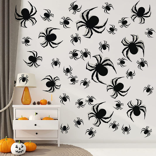 Halloween Wall Decorations DIY Halloween Party Supplies 3D Plastic Spider Decoration Stickers Halloween Decor Home Wall Window Halloween Decorations Indoor Outdoor Scary Spider for Halloween 60 PCS