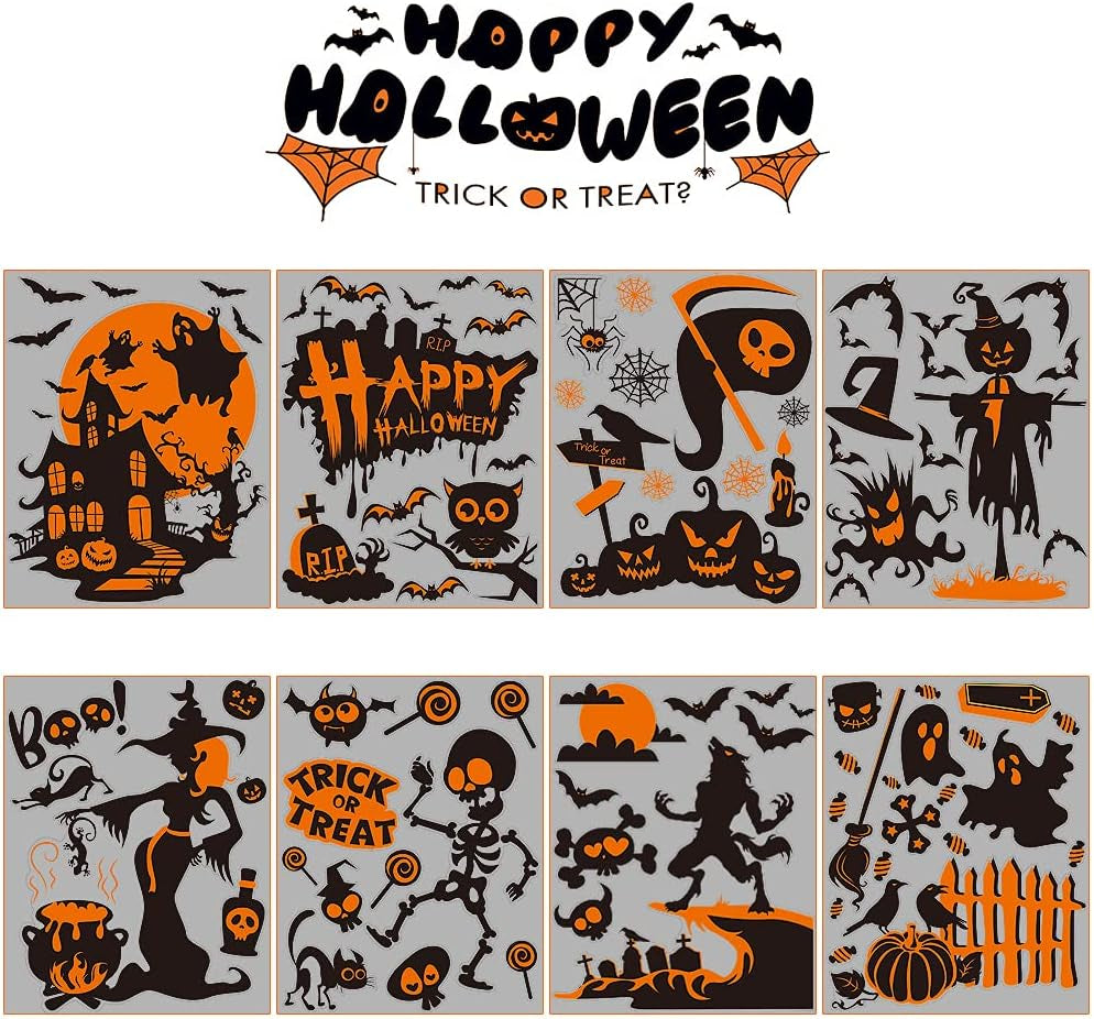 Halloween Window Clings,82 Pieces Halloween Window Glass Decoration Decals Stickers for Halloween Party Supplies