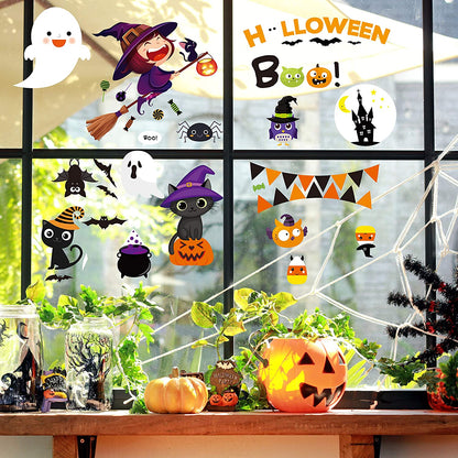 Halloween Window Clings - Halloween Window Decorations Stickers Decals Decor Cute Pumpkin Ghost Halloween Decor for Window Room Bathroom Kitchen