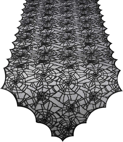 Halloween Table Runner with Spider Web Lace Festival Table Runner Halloween Table Decoration for Parties & Gatherings, 100% Polyester, 18 X 72 Inch