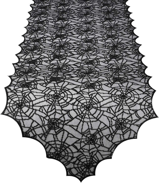 Halloween Table Runner with Spider Web Lace Festival Table Runner Halloween Table Decoration for Parties & Gatherings, 100% Polyester, 18 X 72 Inch