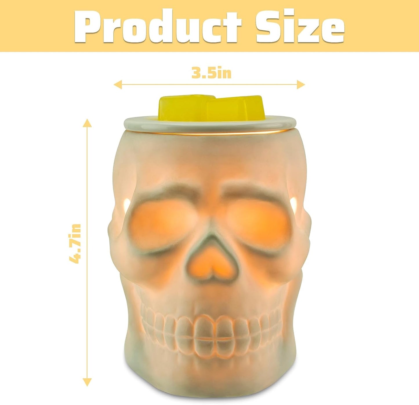 Skull Wax Melt Warmer, Ceramic Electric Fragrance Wax Warmer for Scented Wax Oil Wax Melter Burner for Home Decor/Office/Living Room,Two Bulbs Packed, Halloween Collection- Resurgent Skull