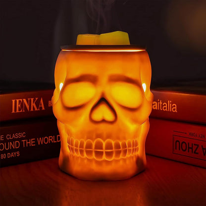 Skull Wax Melt Warmer, Ceramic Electric Fragrance Wax Warmer for Scented Wax Oil Wax Melter Burner for Home Decor/Office/Living Room,Two Bulbs Packed, Halloween Collection- Resurgent Skull