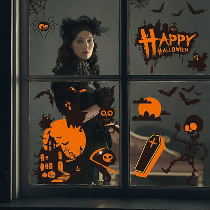 Halloween Window Clings,82 Pieces Halloween Window Glass Decoration Decals Stickers for Halloween Party Supplies